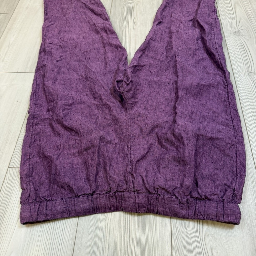 Coldwater Creek Deep Plum Cropped Linen-Blend Pants - Picture 9 of 11